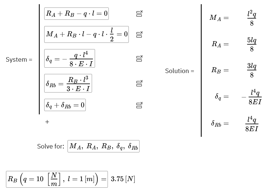 An example of the exact solution of a system of equations using EngineeringPaper.xyz
