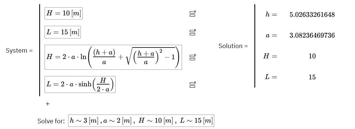 Example of the numerical solution of a system of equations using EngineeringPaper.xyz